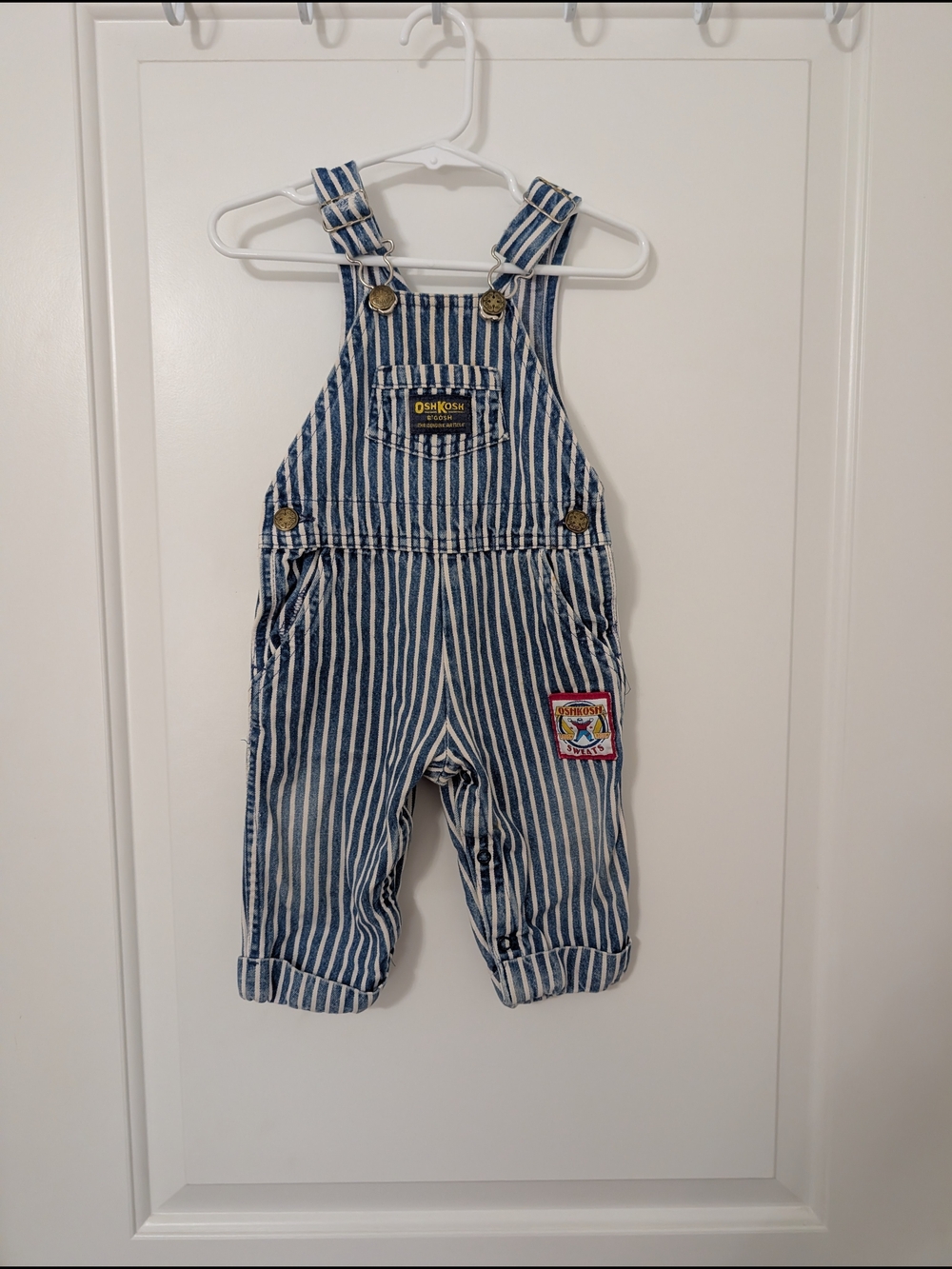 Vintage OshKosh Striped Overalls Made In The USA 100% Cotton Size 12m